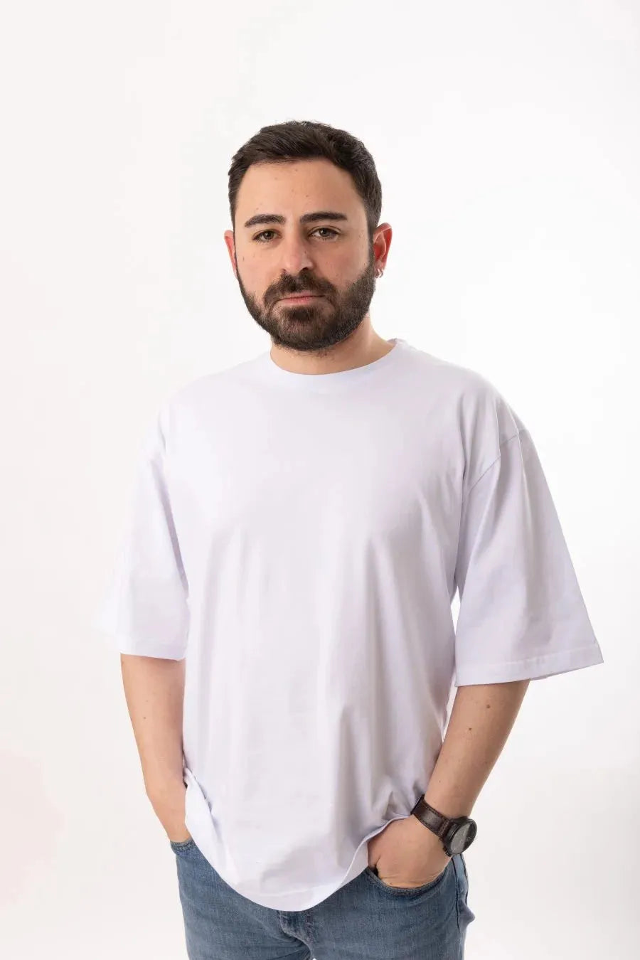 Olakala – Unisex – Beyaz Oversize Tişört – Bisiklet Yaka - ThinkWhite