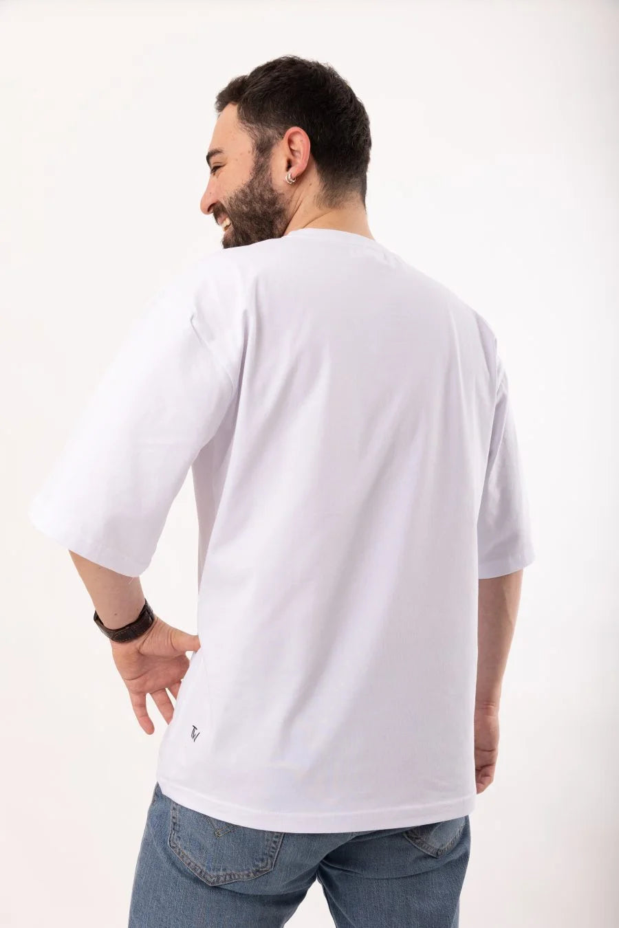 Olakala – Unisex – Beyaz Oversize Tişört – Bisiklet Yaka - ThinkWhite