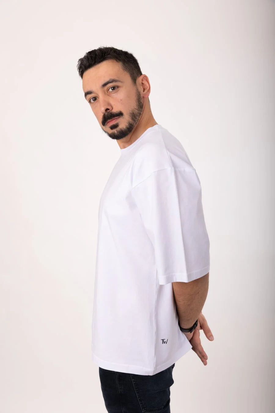 Olakala – Unisex – Beyaz Oversize Tişört – Bisiklet Yaka - ThinkWhite