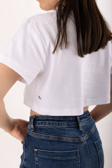 Autumn Gaze - Beyaz Crop Tişört