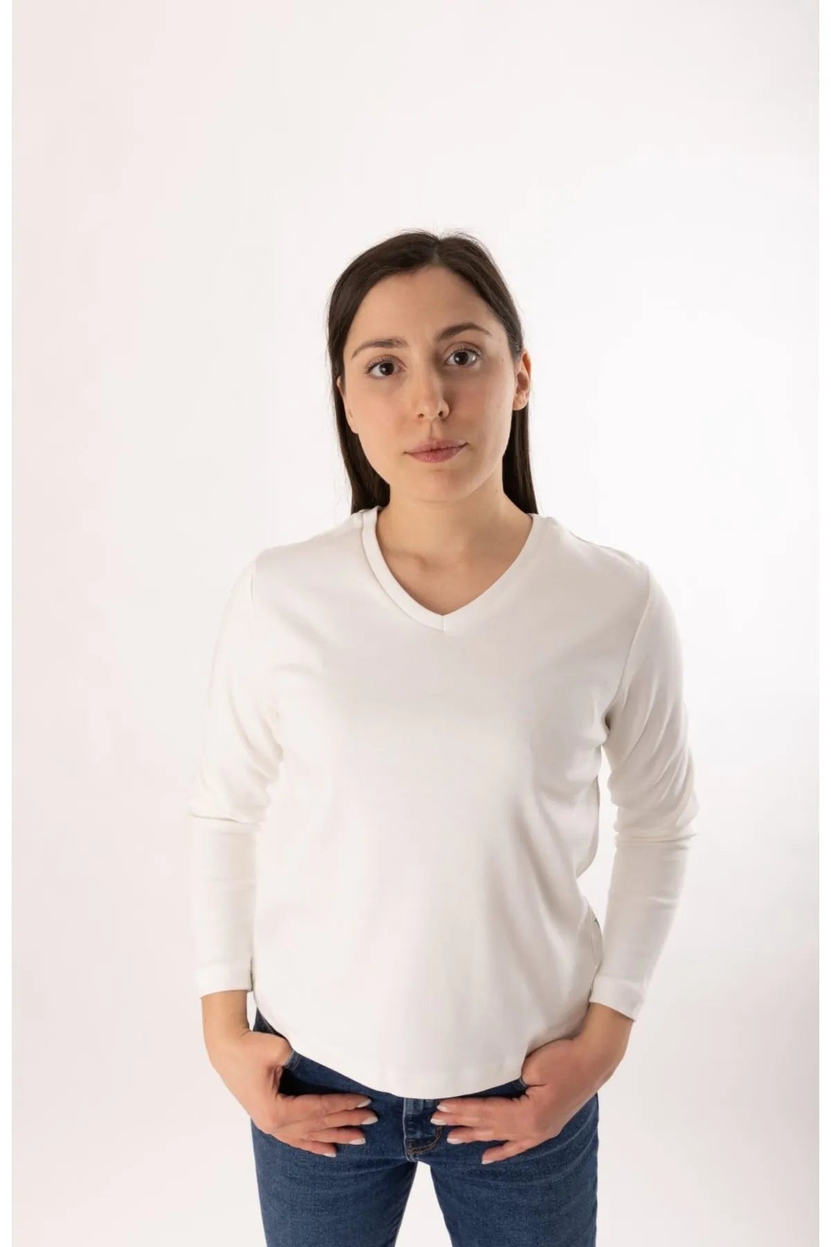 Modern V Yaka Uzun Kol Konforu